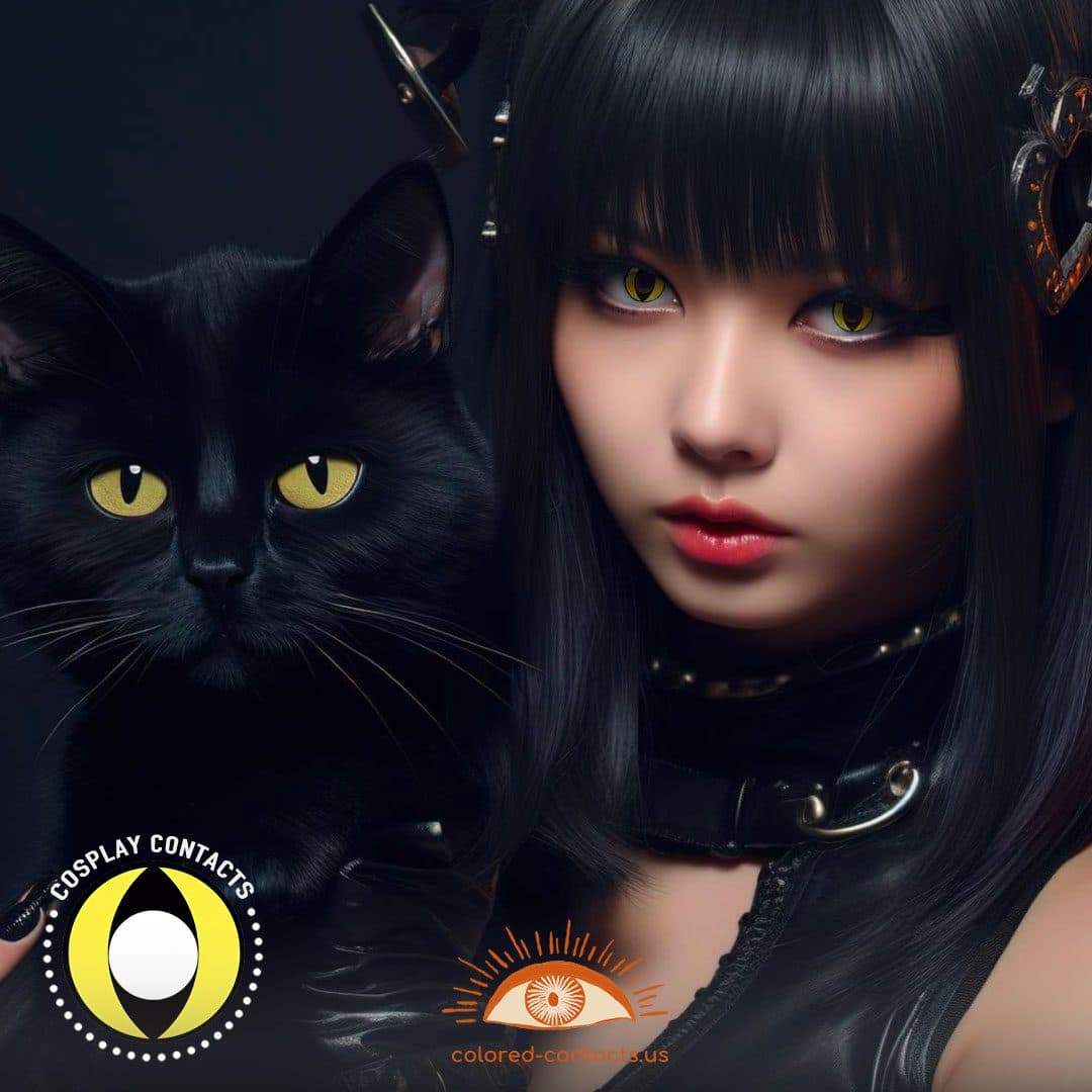 Overlord: Albedo Cosplay Yellow Cat Eye Contact Lenses - thumbnail 4