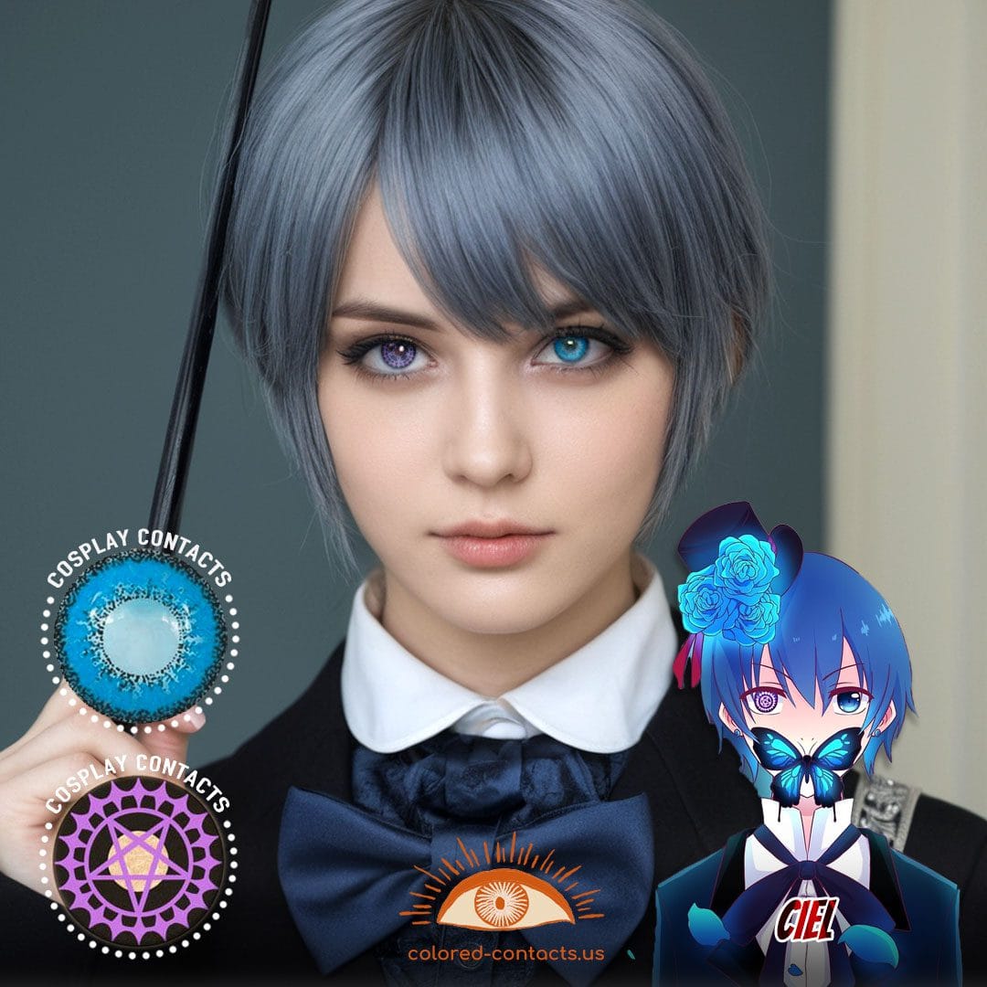 Ciel Cosplay Heterochromia Contact Lenses - Vibrant Purple 0.00 Only