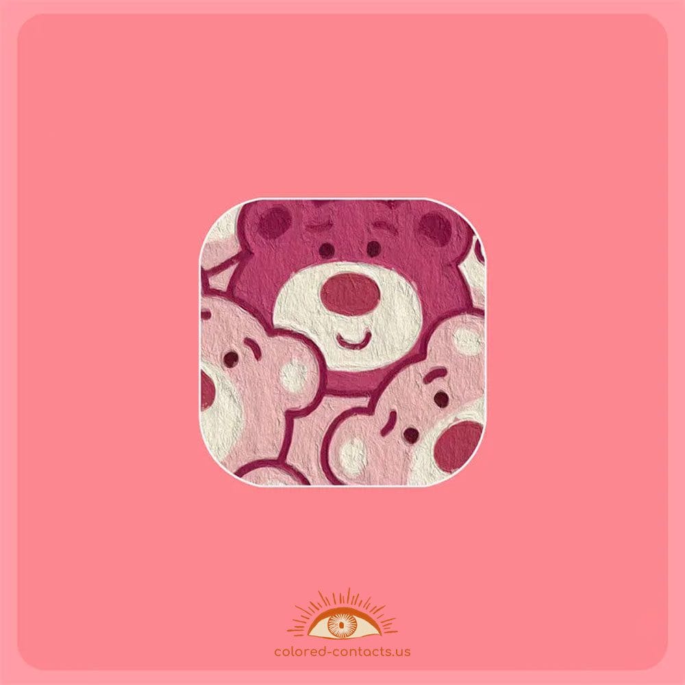 Cute Oil Painting Strawberry Bear Contact Lenses Case