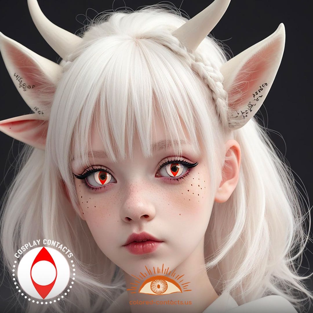 White Red Cat Eye Contacts