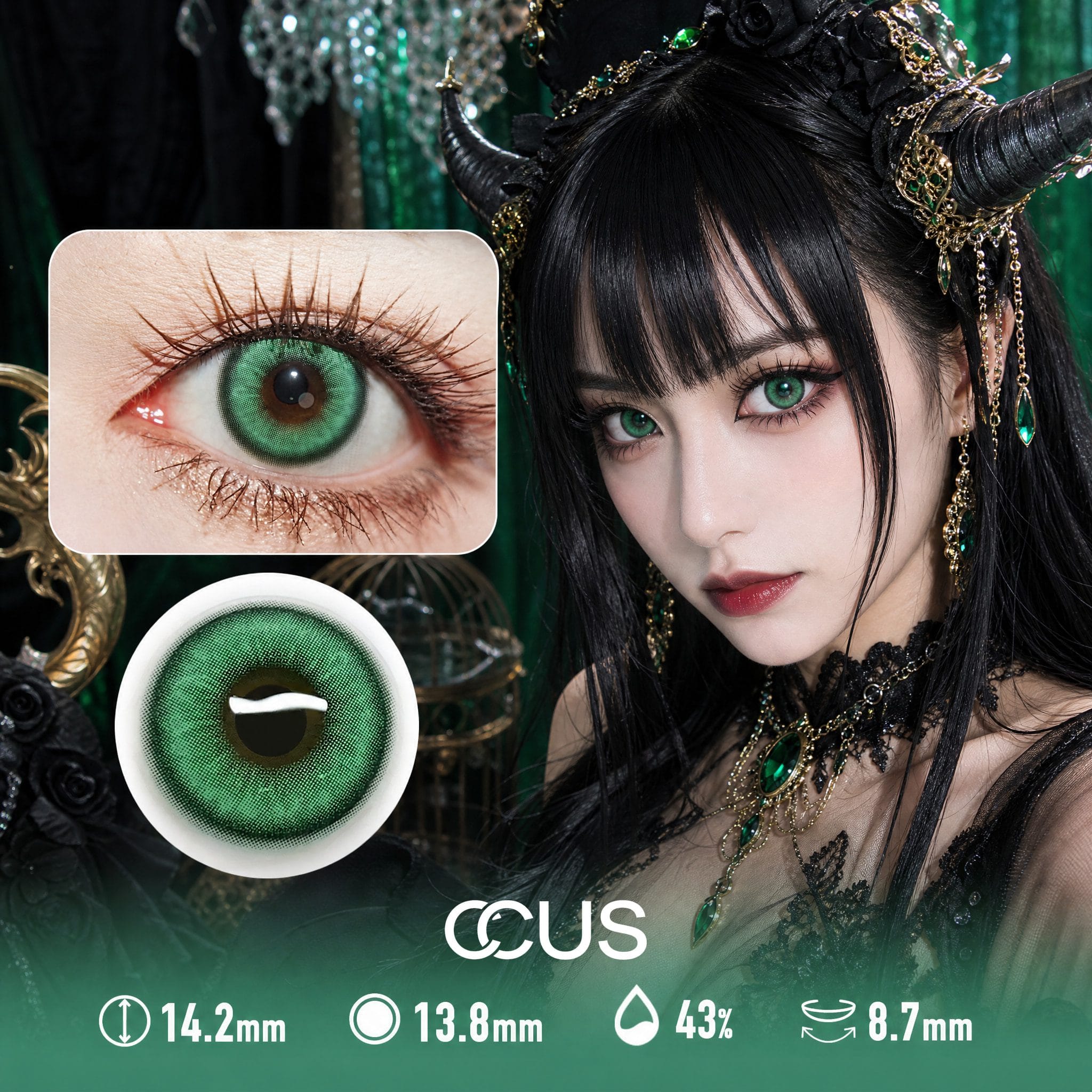 Confetti Green Party Contact Lenses