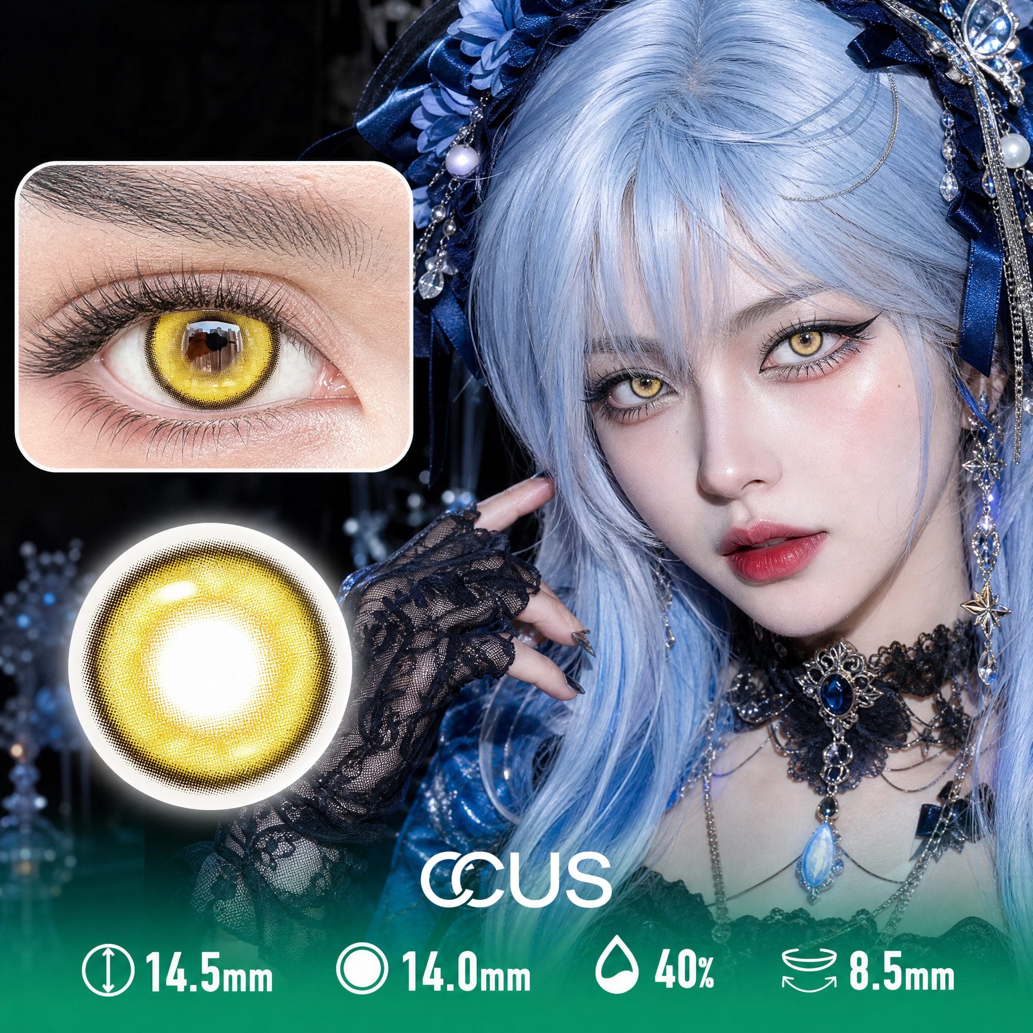 Confetti Yellow Party Contact Lenses