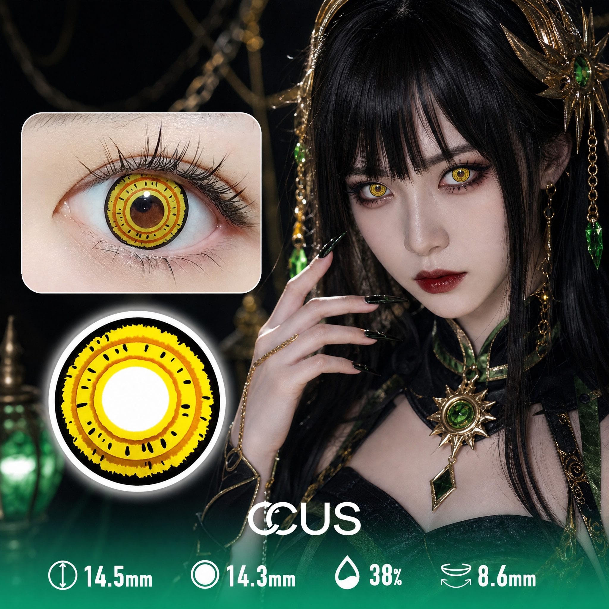 Confetti Yellow Party Contact Lenses
