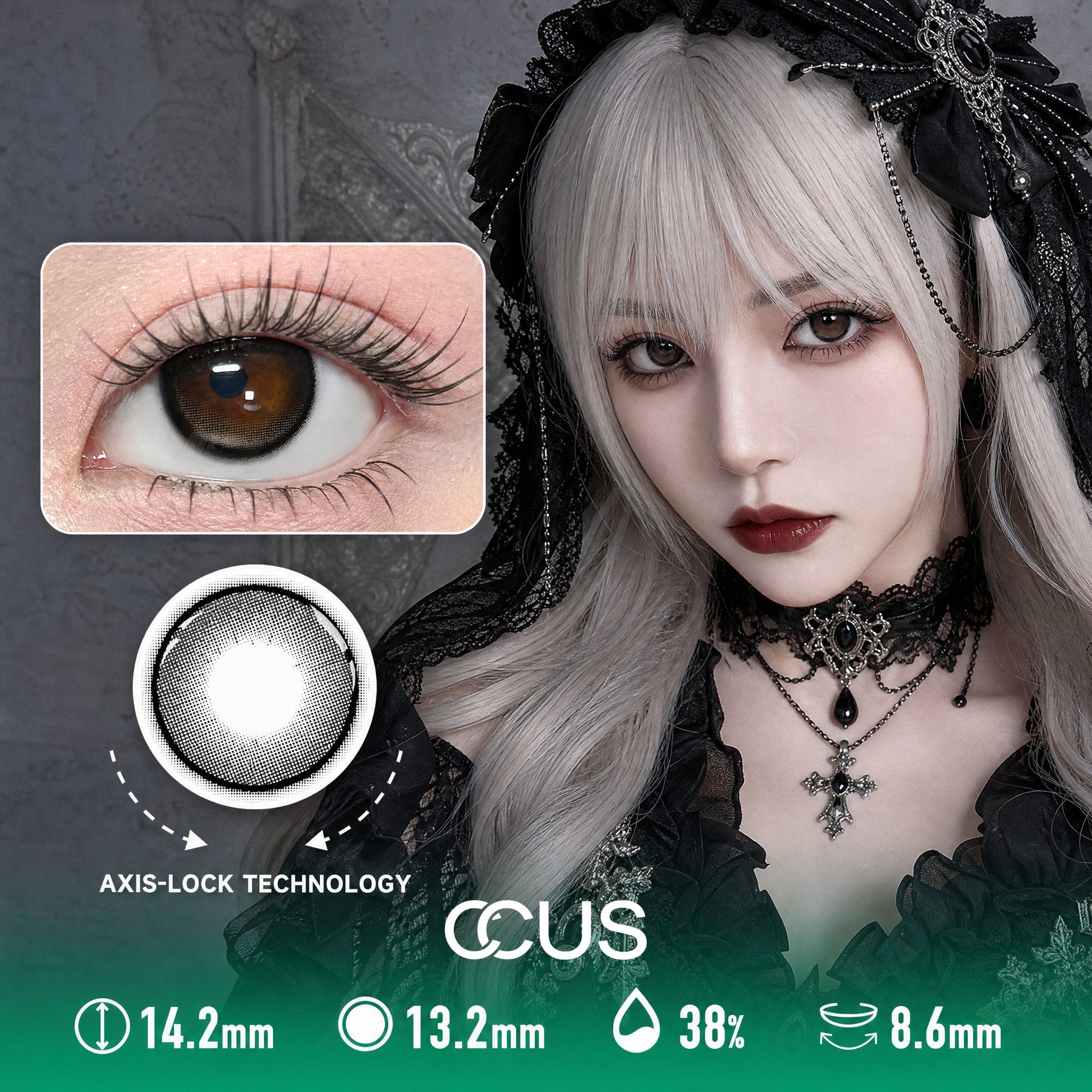 Kyoto Mist Charcoal Black Contact Lenses