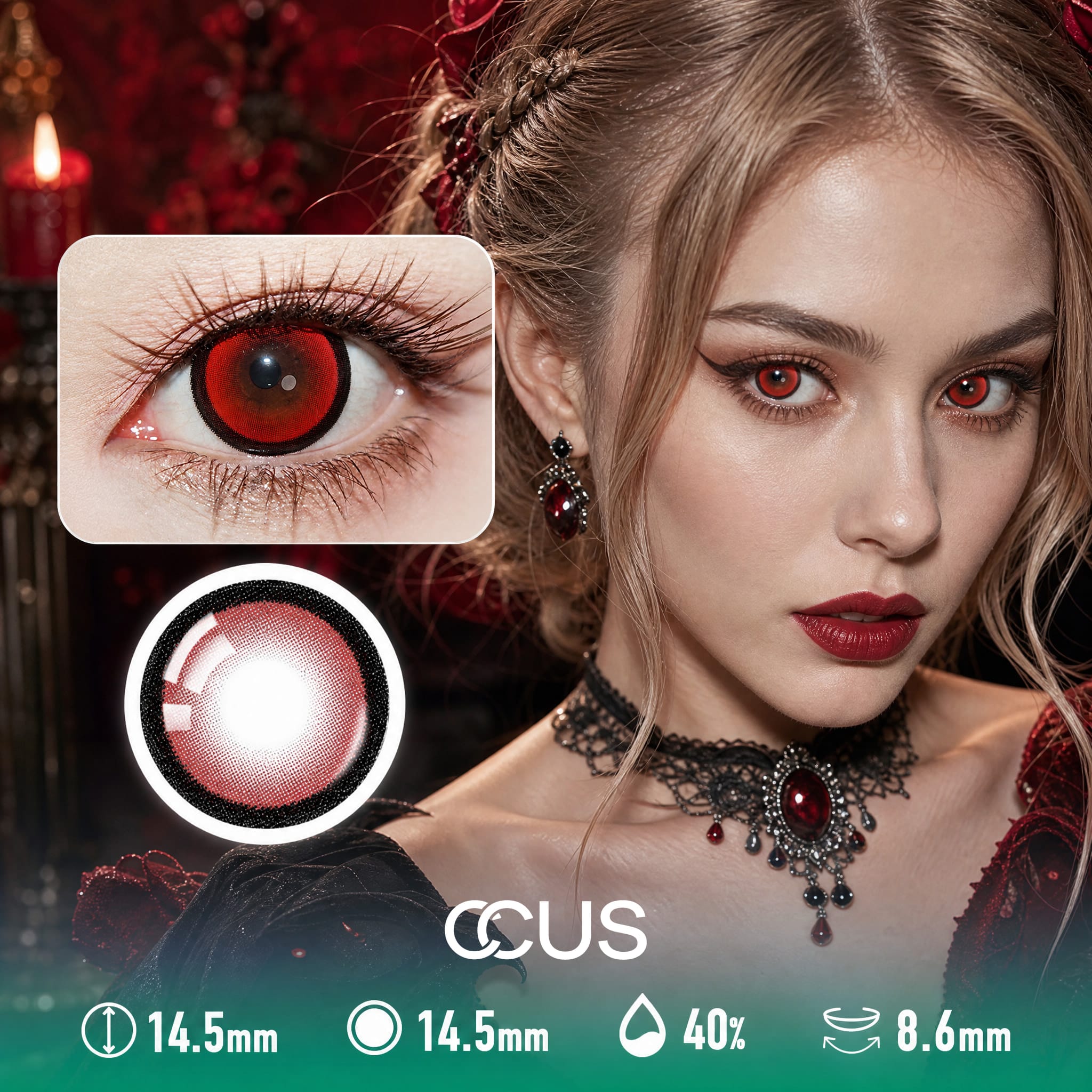 Enchanted Pearl Red Contact Lenses