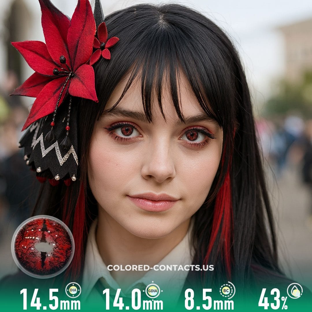 Red Insect Horror Slit Pupil Contact Lenses | 4-Lens Pack