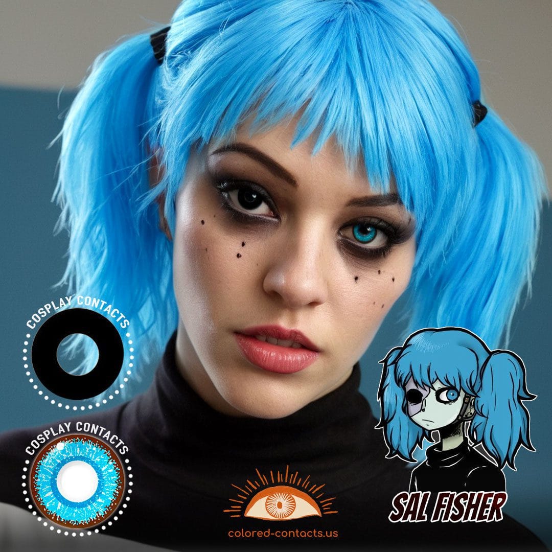 Sally Face: Sal Fisher Cosplay Blue And Black Contact Lenses